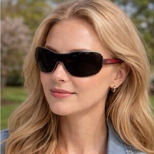 Dolce & Gabbana tinted lens vintage sunglasses black with red trim original case